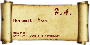 Horowitz Ákos névjegykártya